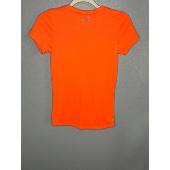 Women's Under Armour T-Shirt XS Orange Red - Picture 3 of 3